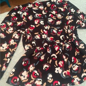 Alfani blouse, black with flowers, great for travel, washable